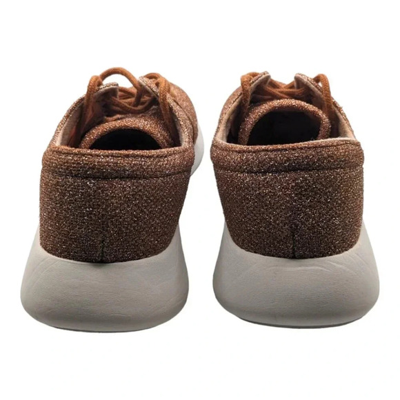 Zara Basic Collection Womens Lace Up Shiny Sparkly Rose Gold Sneakers Size 8 - Picture 6 of 13